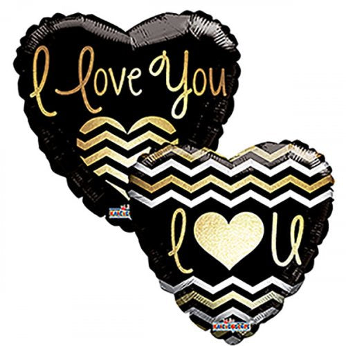 I Love You Golden Chevron Heart